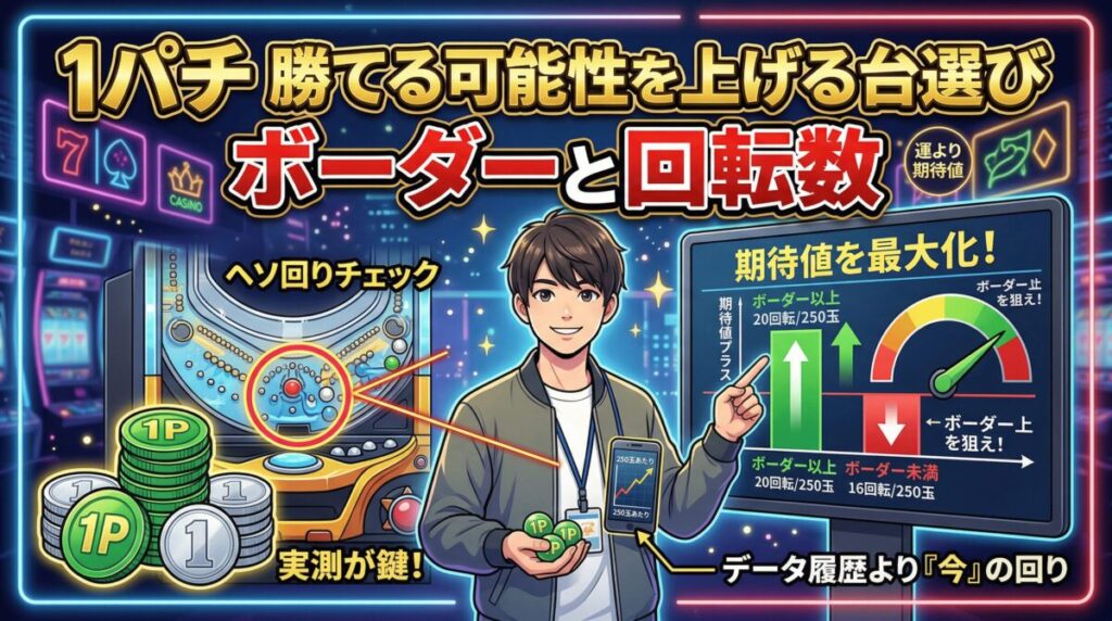 1パチで「勝てる」可能性を最大化する台選びのコツ！ボーダーラインと回転数の重要性