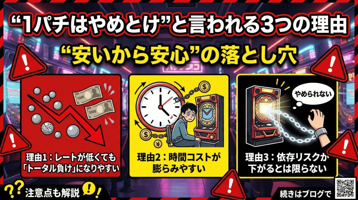 1パチはやめとけと言われる3つの理由と注意点