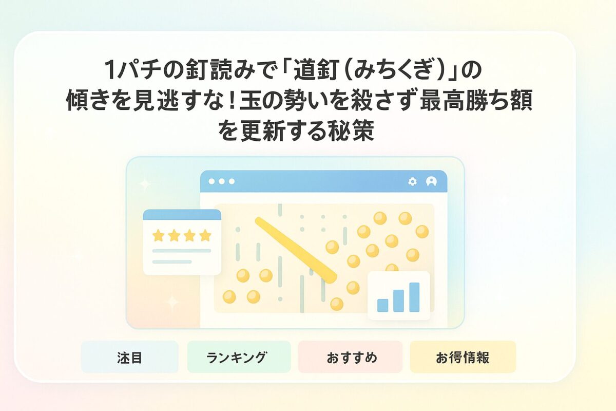 1パチの釘読みで「道釘（みちくぎ）」の傾きを見逃すな！玉の勢いを殺さず最高勝ち額を更新する秘策