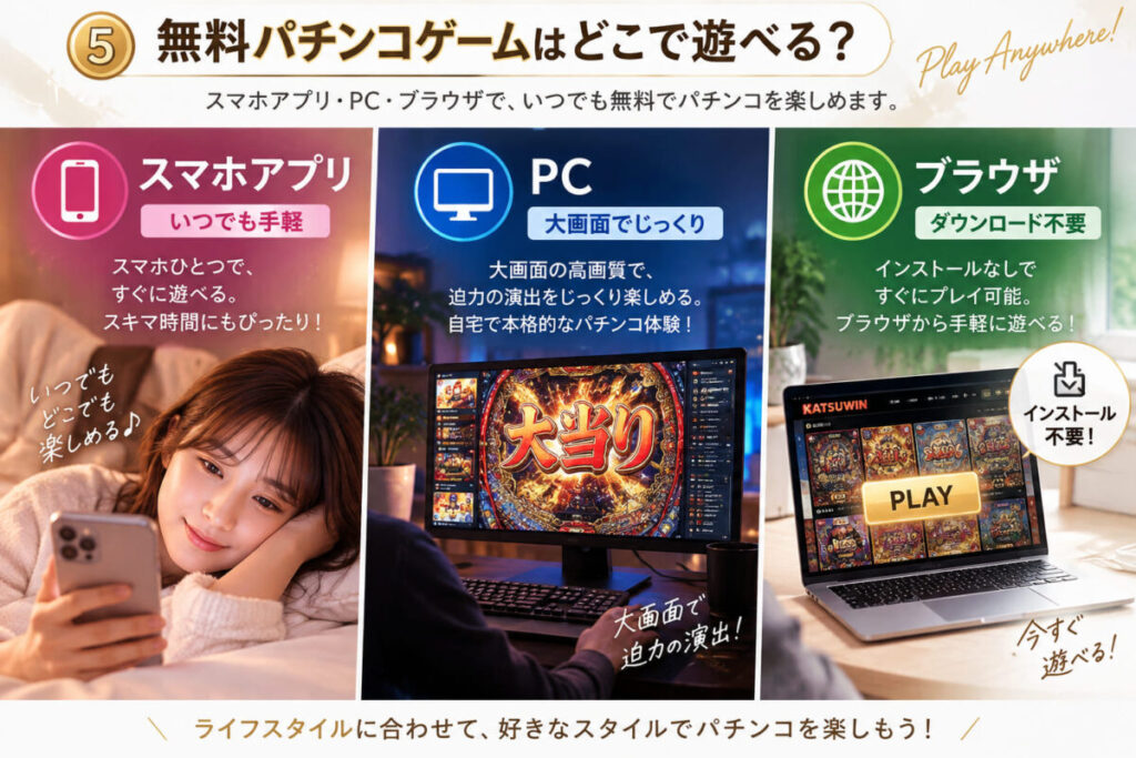 無料パチンコゲームとは違う楽しみ方を体験できる勝WINはでブラウザで遊ベる