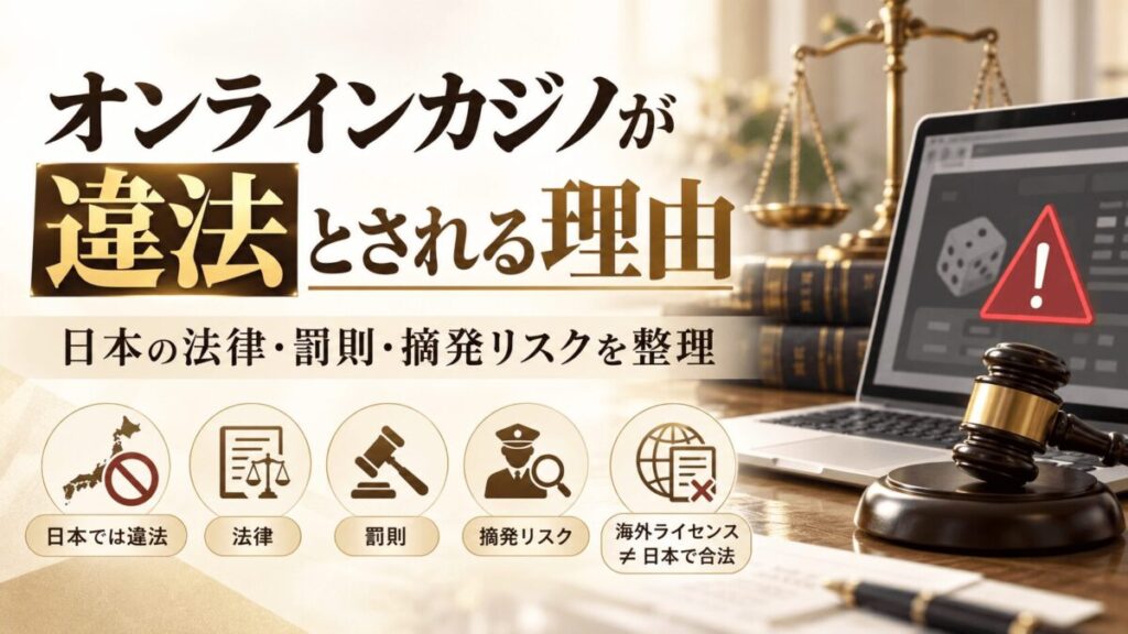 オンラインカジノが違法とされる理由｜日本の法律・罰則・摘発リスクを整理