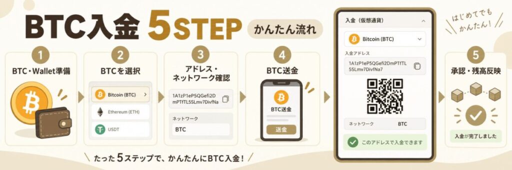 オンラインカジノのビットコイン・仮想通貨の入金流れ