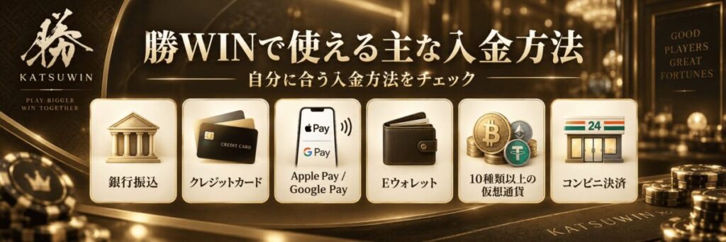 勝WINで利用できるオンラインカジノ入金方法