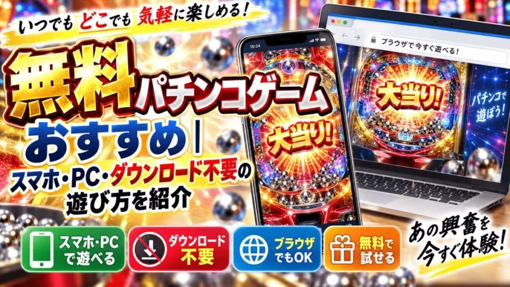 無料パチンコゲームおすすめ｜スマホ・PC・ダウンロード不要の遊び方を紹介